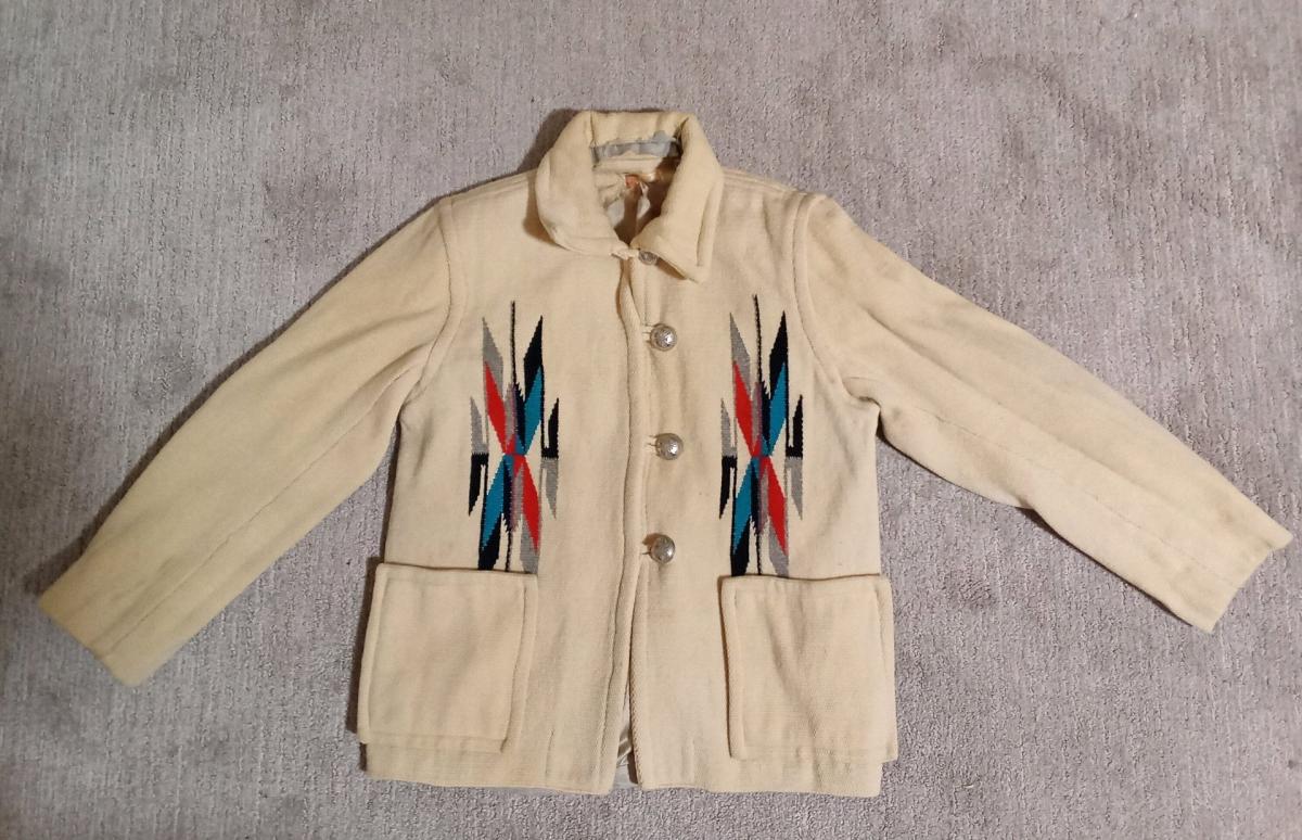 Rare 1940s Chimayo Wool SW Indian Blanket Jacket