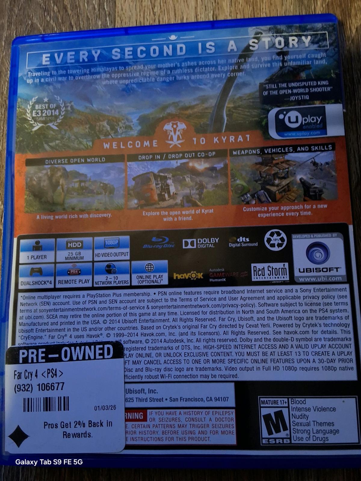 FARCRY 4 Play Station  4 game disc