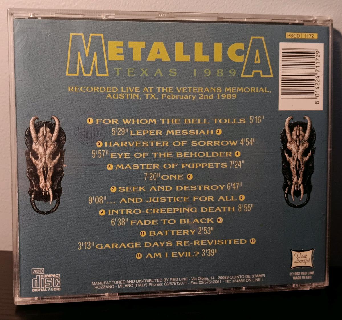 Rare Metallica CD Texas 1989