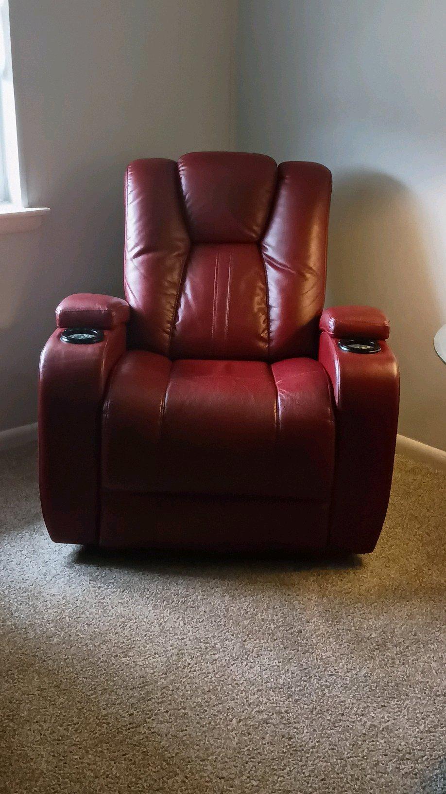 RTG Leather Recliner 3 Pcs Burgundy set