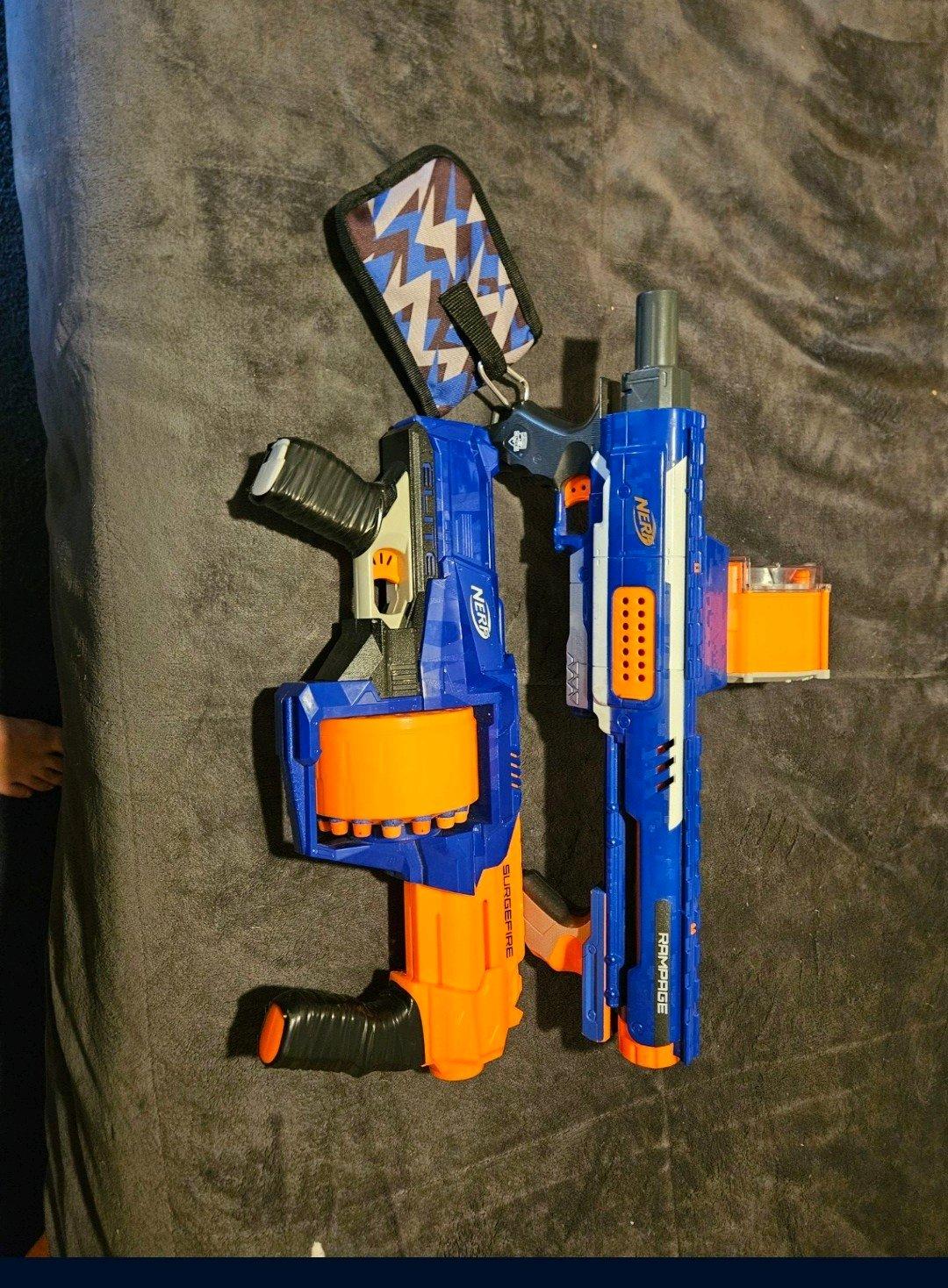 Nerf NStrike Elite Rampage with extra magazines and Nerf Eli