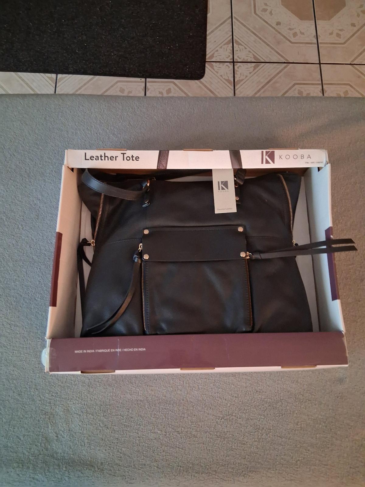 Kooba 12 Inch Black Leather Tote Bag Purse