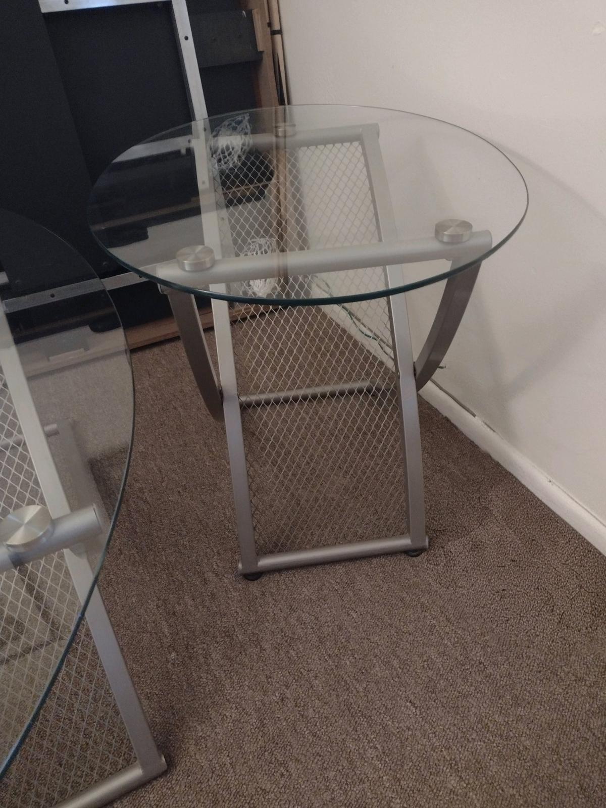 like new living room glass coffee table set TV stand include