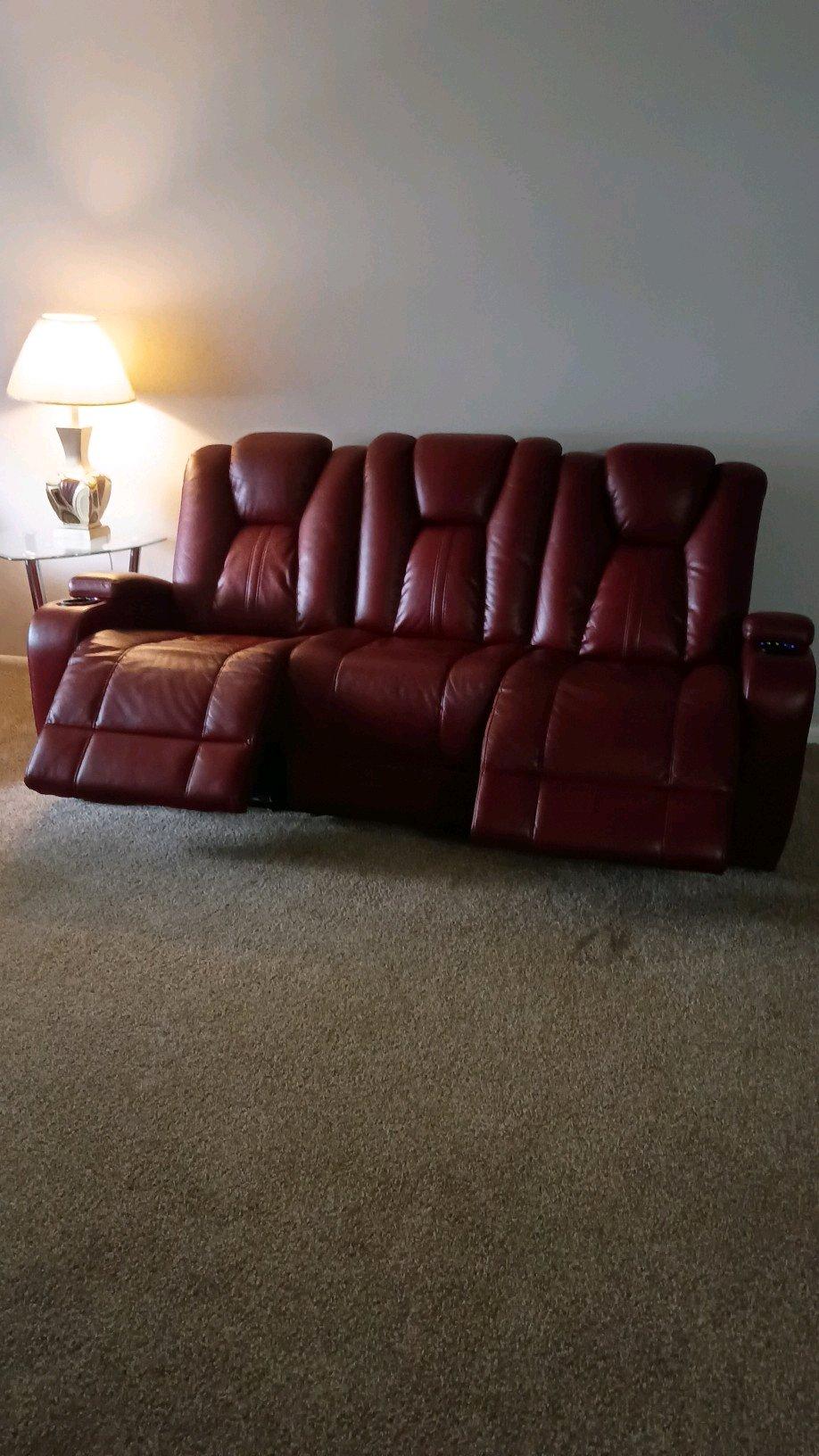 RTG Leather Recliner 3 Pcs Burgundy set