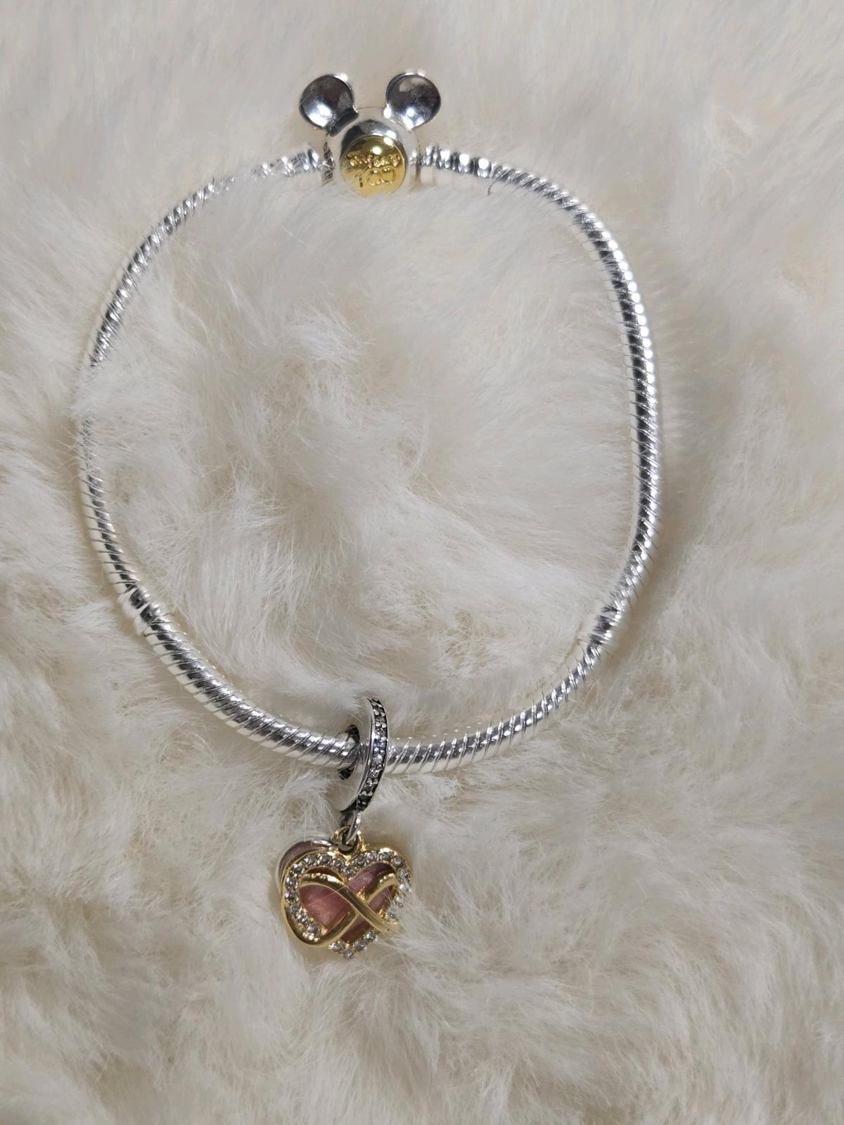 Sparkling Infinity Heart Dangle CharmSterling silver 14k gol