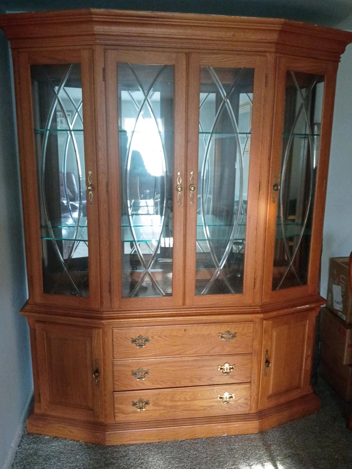 Two Pc Cuba cabinet with glass shelves