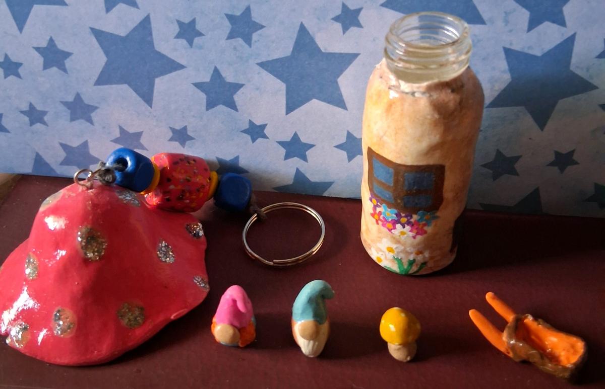 mushroom gnome set keychain