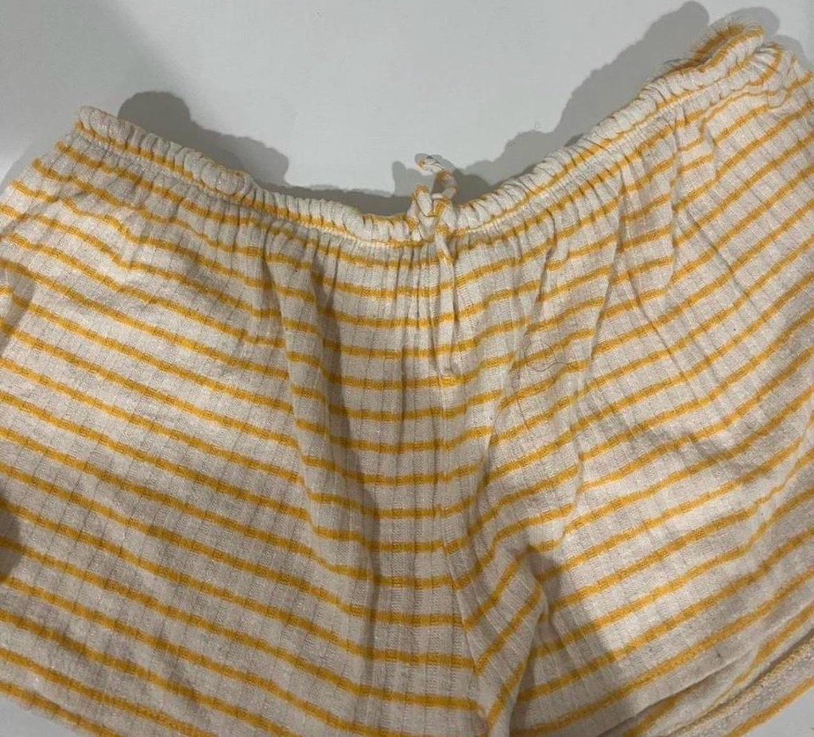 womens yellow striped shorts