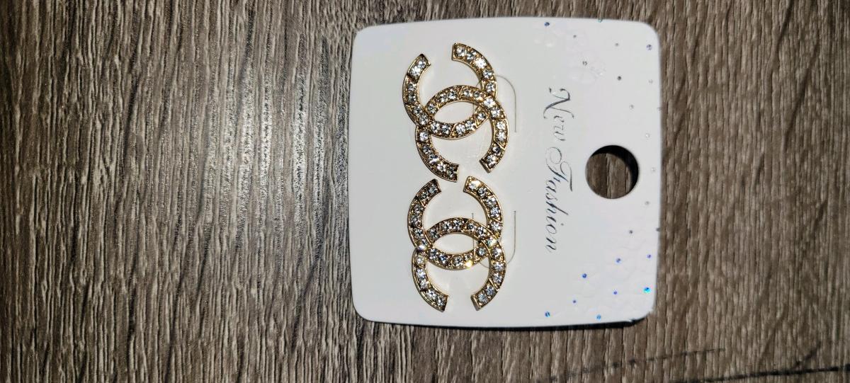 Gold and Rhinestone Fashion Earrings