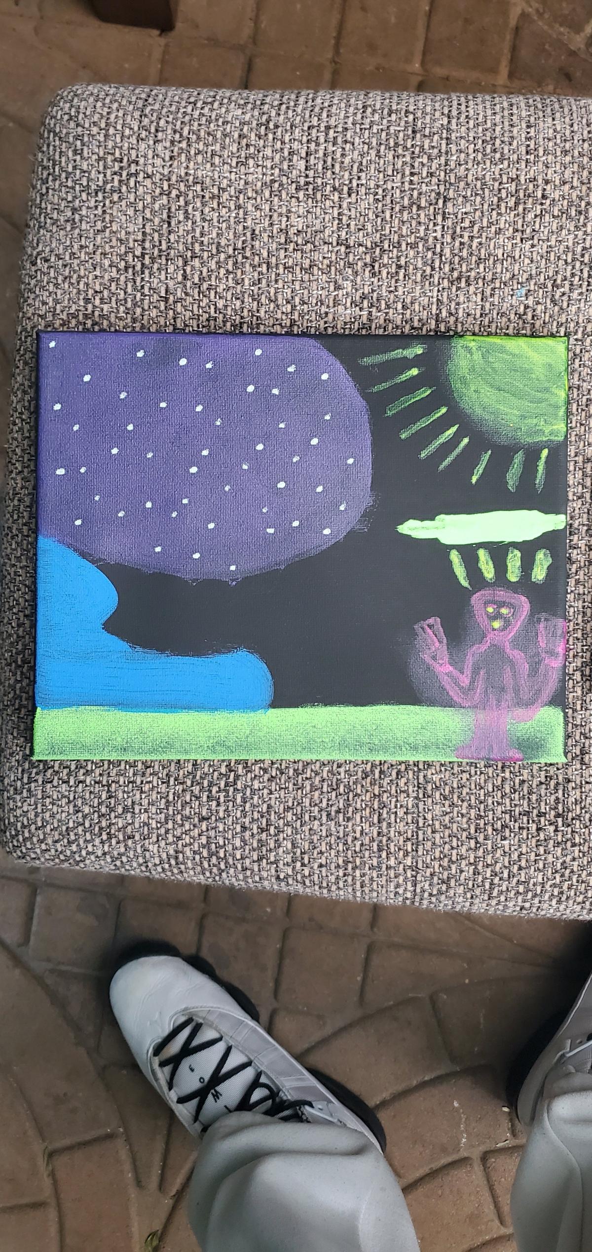 neon colored art on canvas paint