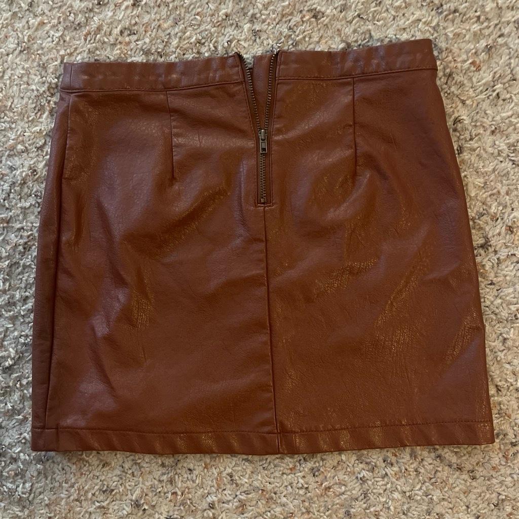 brown faux leather skirt