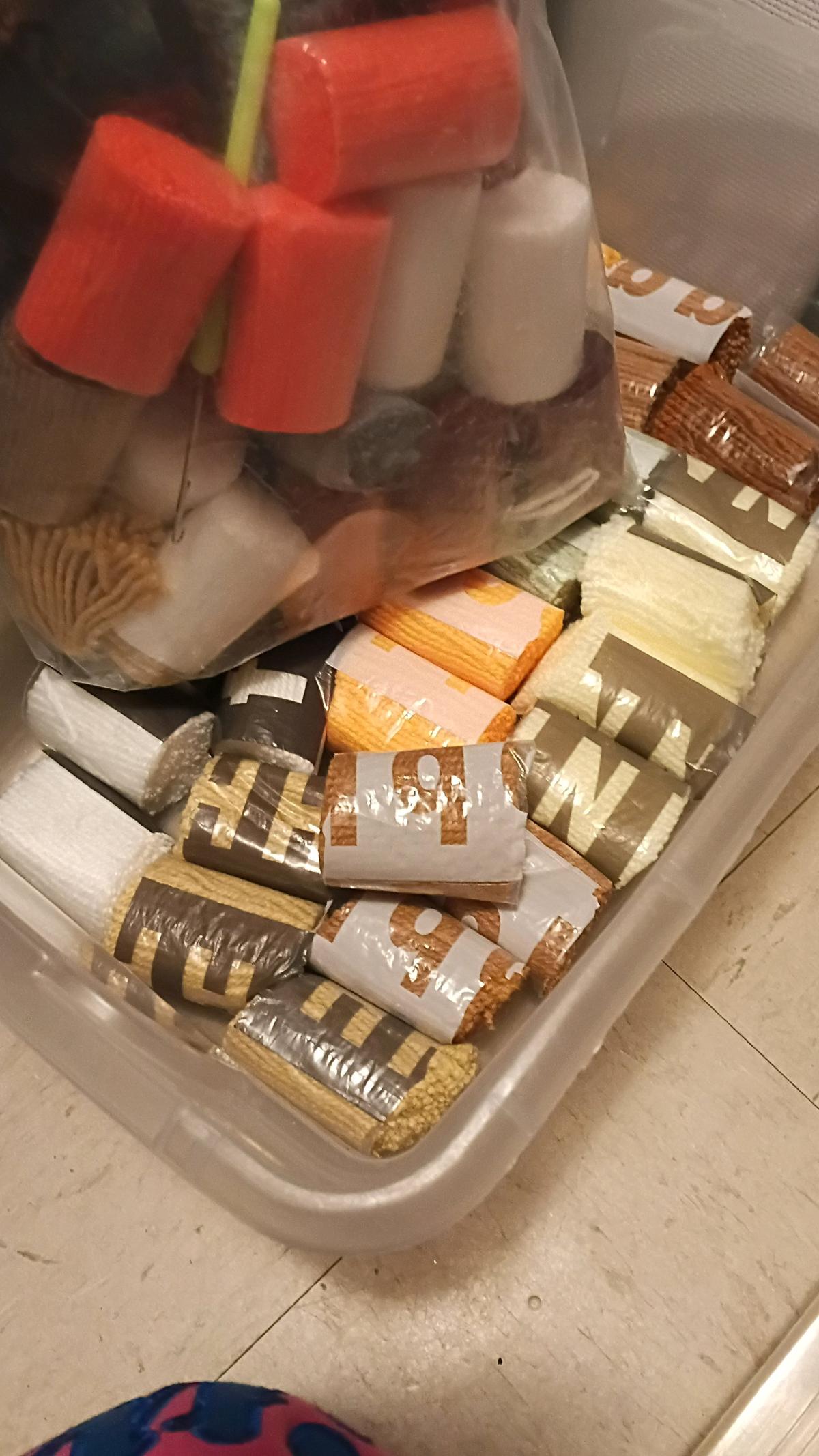 cross stitch items and containers