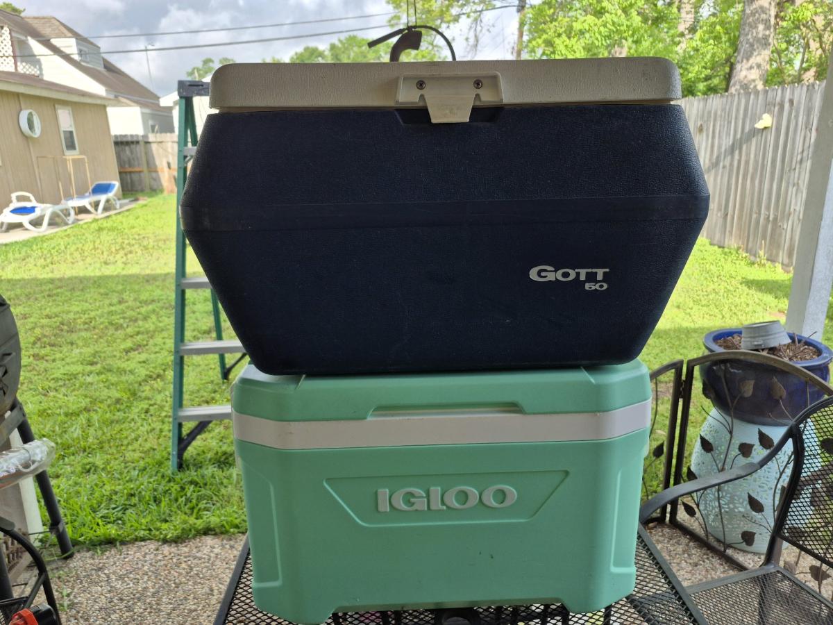 nice Used Two Igloo Ice Coolers with accessories
