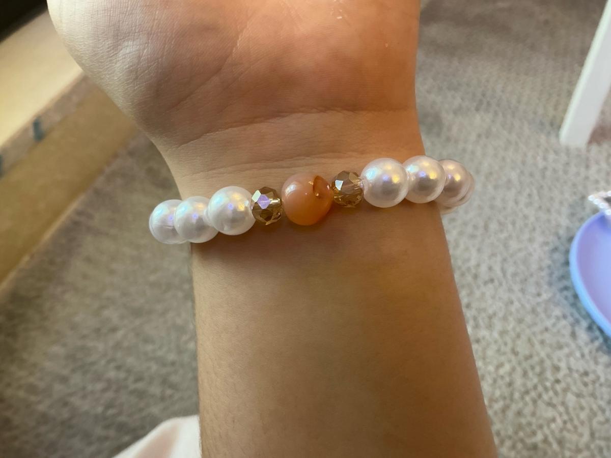 real gem plus pearl set of necklace and bracelet handmade
