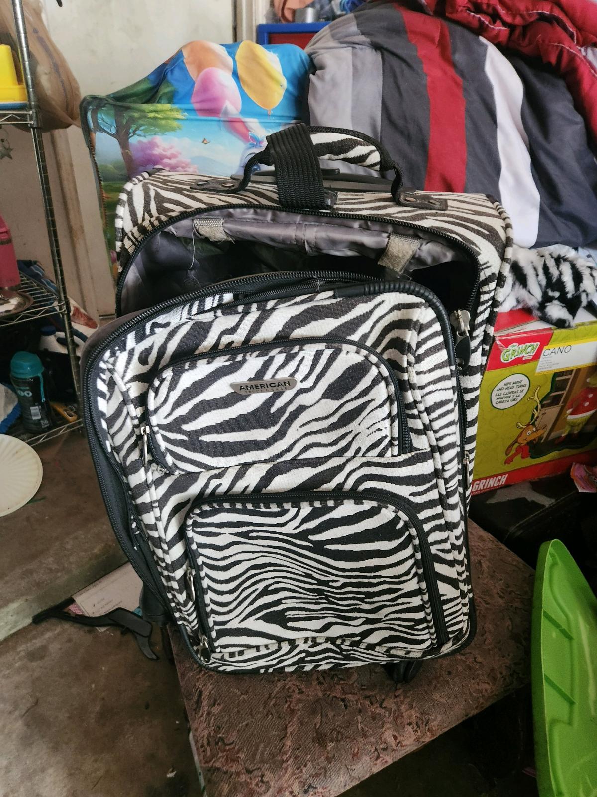 zebra print carry on spinner suitcase
