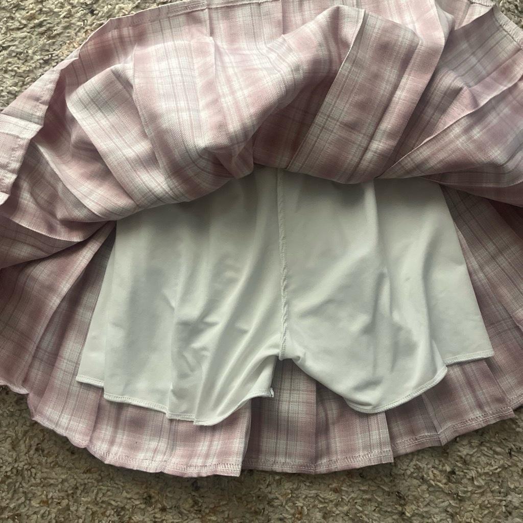 pink plaid y2k skirt