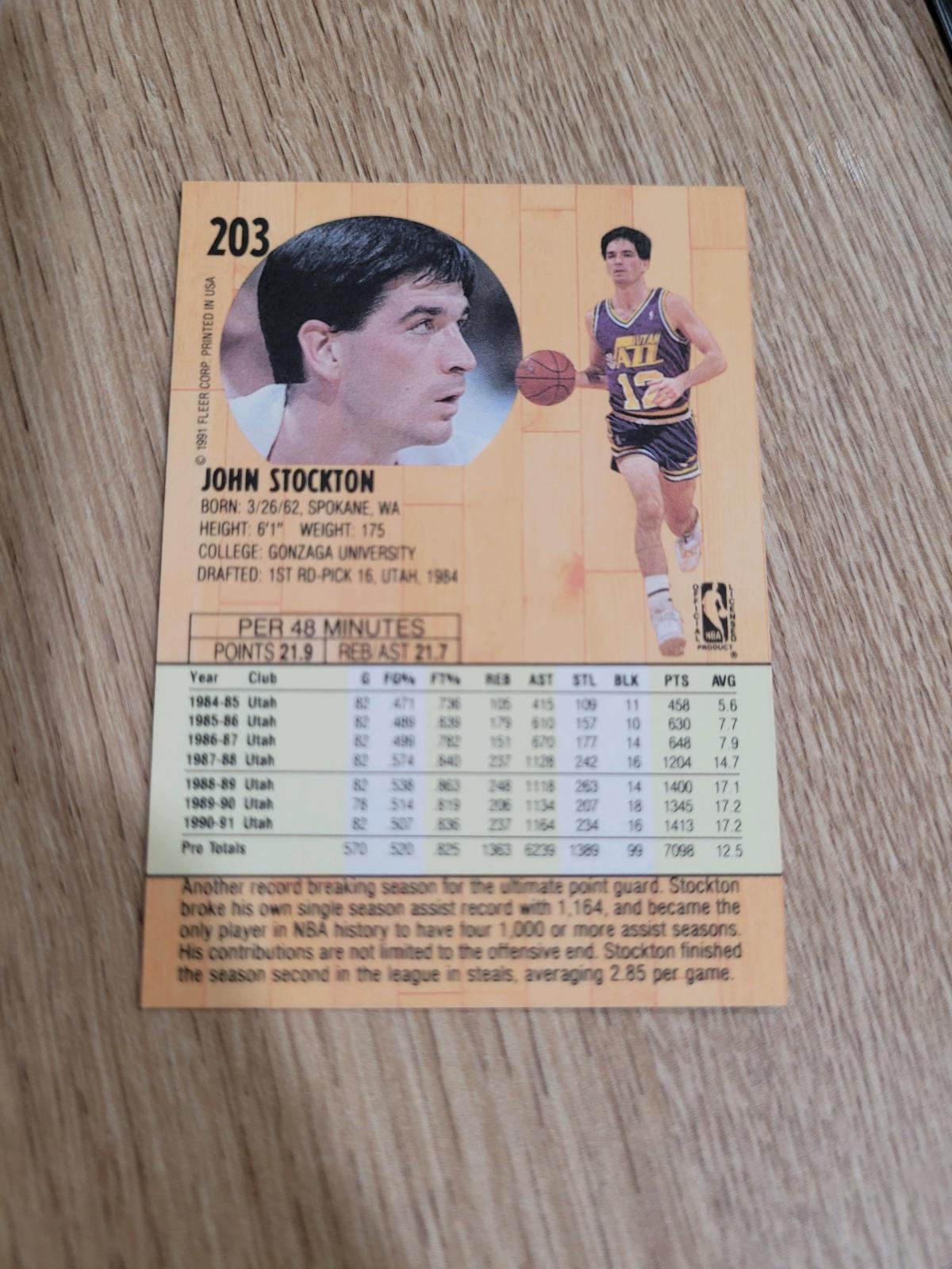 1991 Fleer John Stockton Card