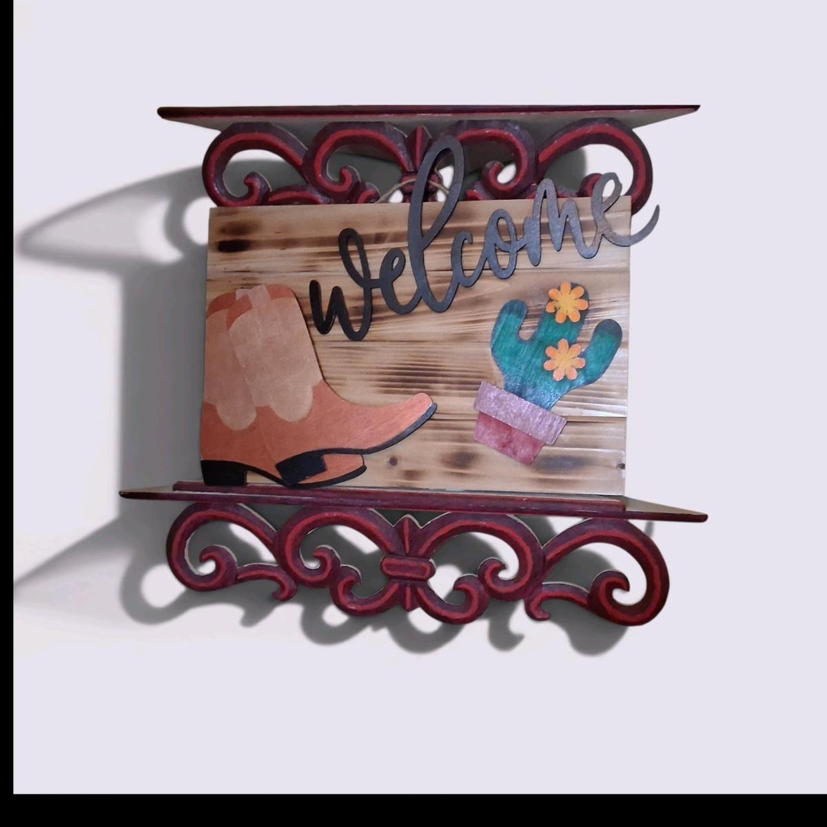 handmade cowboy theme welcome sign