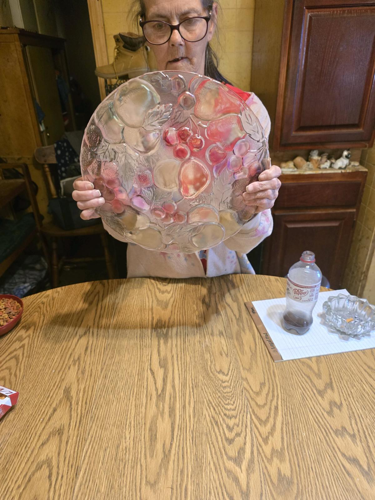 glass plate with decorative stones