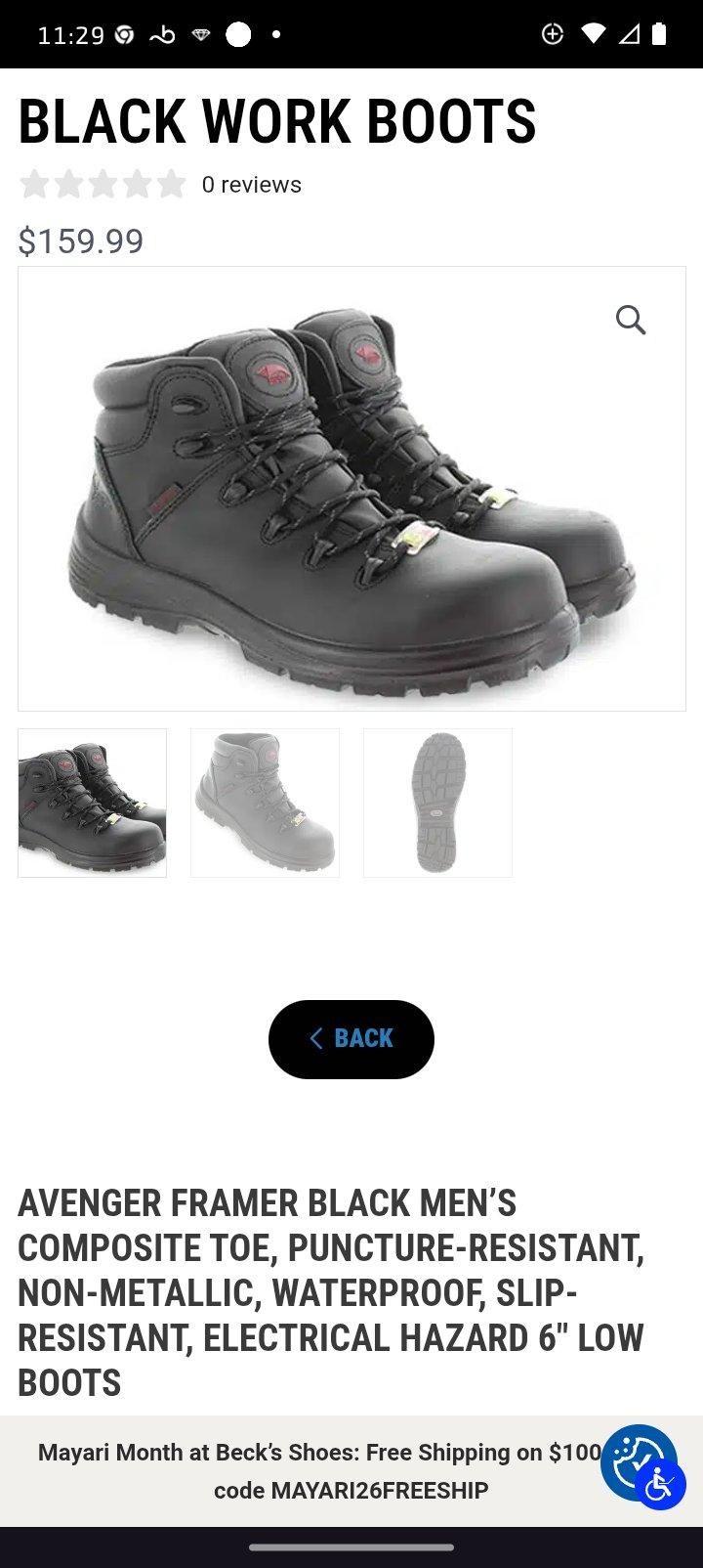 Black Work Boots sZ 8 and half
