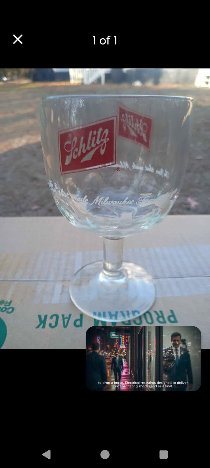 A Vintage Large Schlitz Beer Glass