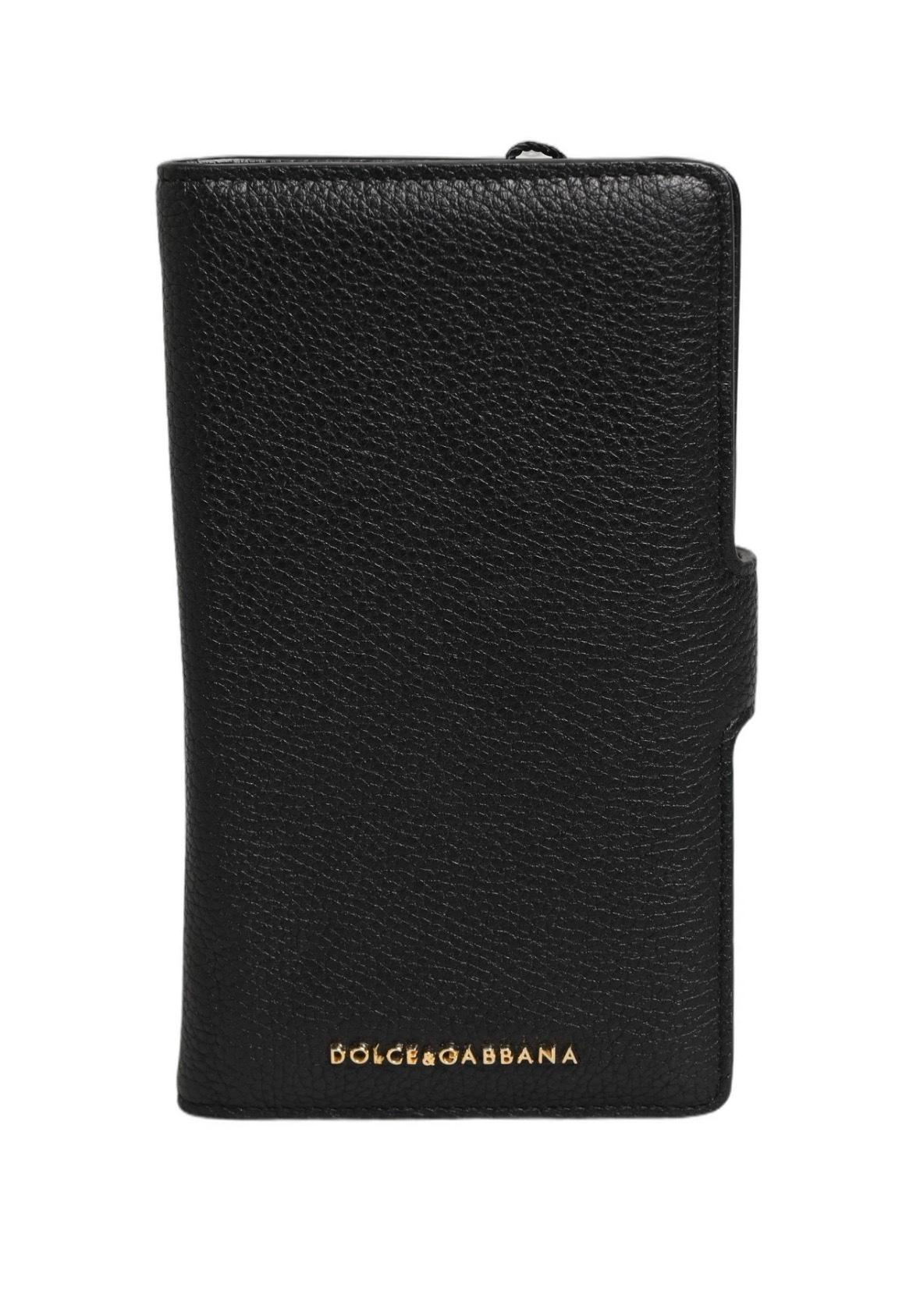 Dolce  Gabbana Flip Phone Case  Black Calf Leather iPhone 11