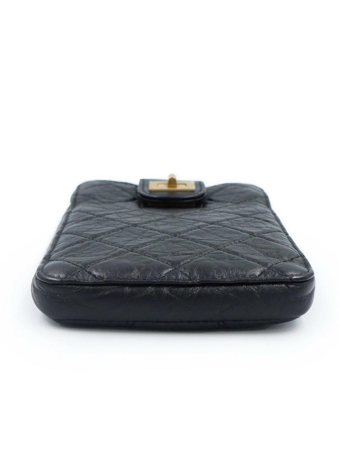 CHANEL AP1264 255 Matelass Chain Phone Case  Calfskin Black