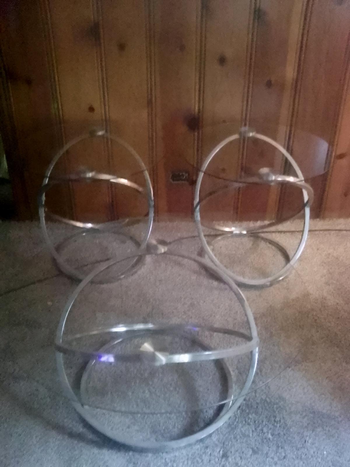 3p glass tables one coffee table two matching end tables