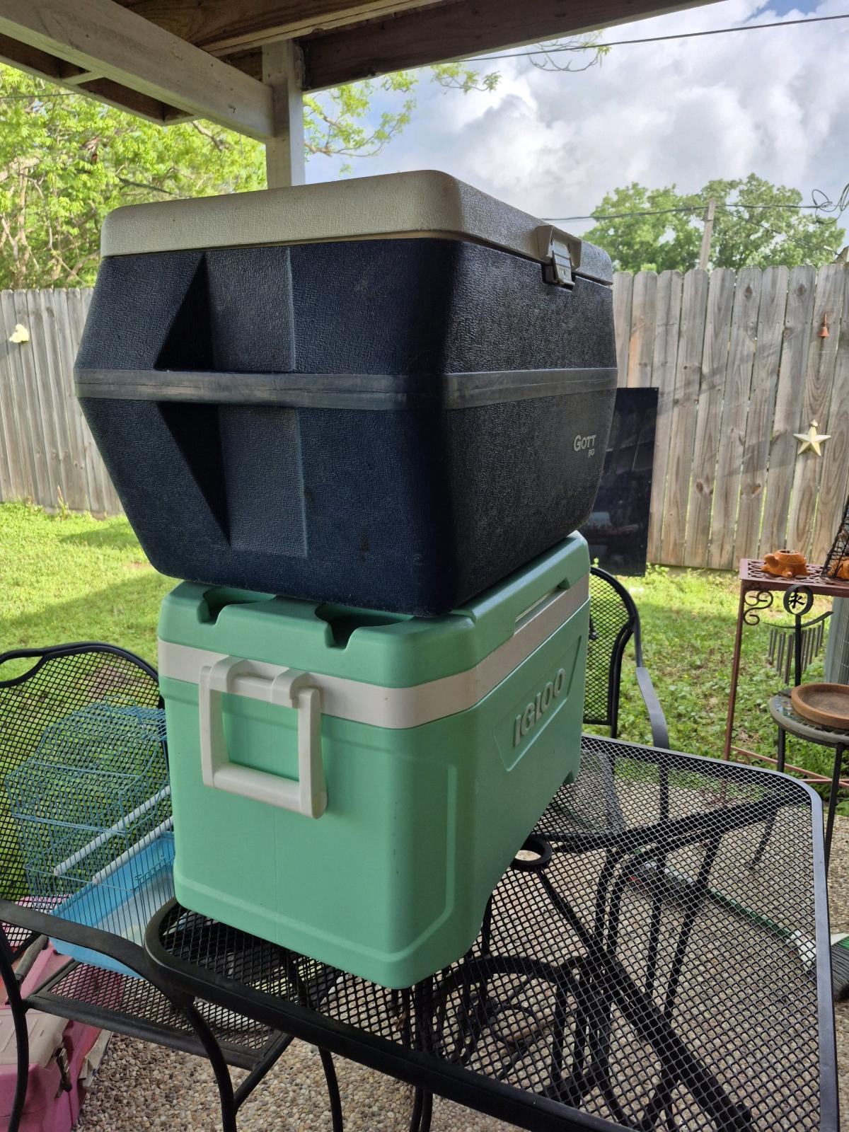 nice Used Two Igloo Ice Coolers with accessories