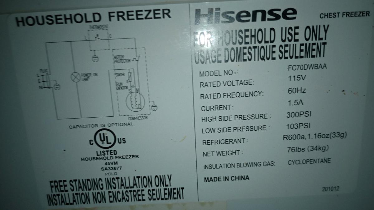 HISENSE 10 CUBIC FT DEEP FREEZER
