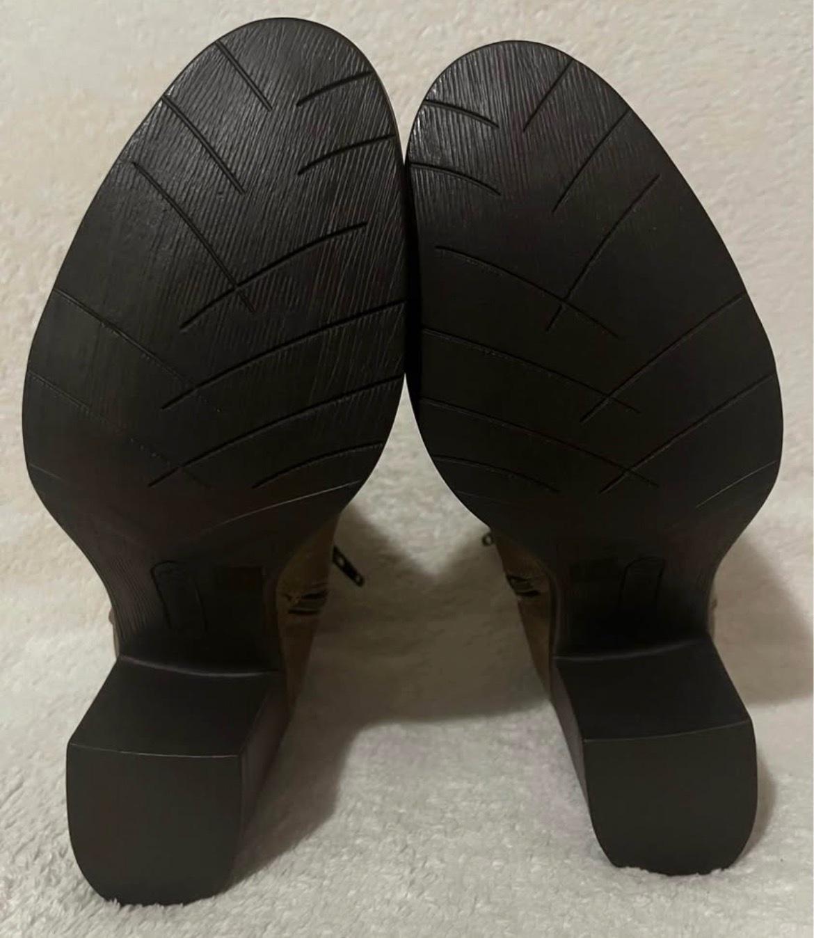 Brown Ankle Booties with Block Heels and Zipper Detail