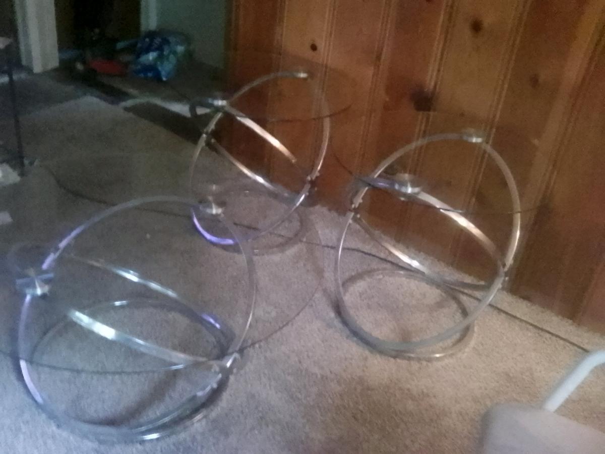 3p glass tables one coffee table two matching end tables