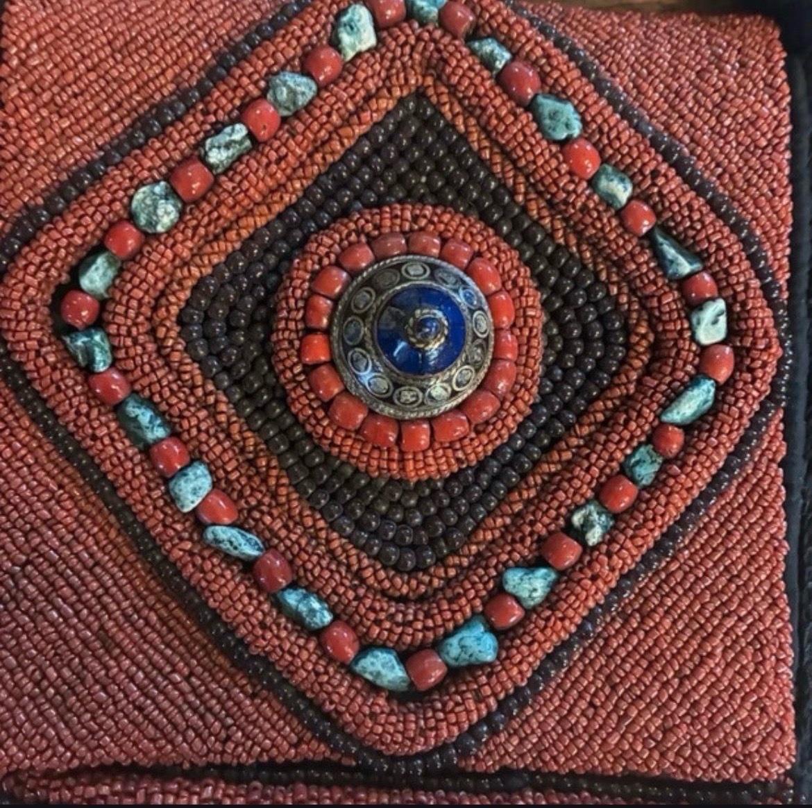 Tibetan Handmade Beaded Bag with Cowrie Shells and Embroider
