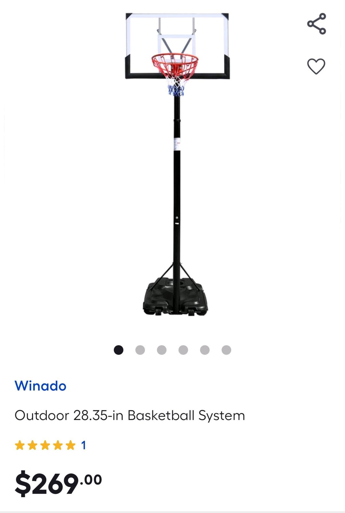 NIB Indoor Outdoor Basketball Goal Set w Backboard Hoop 810