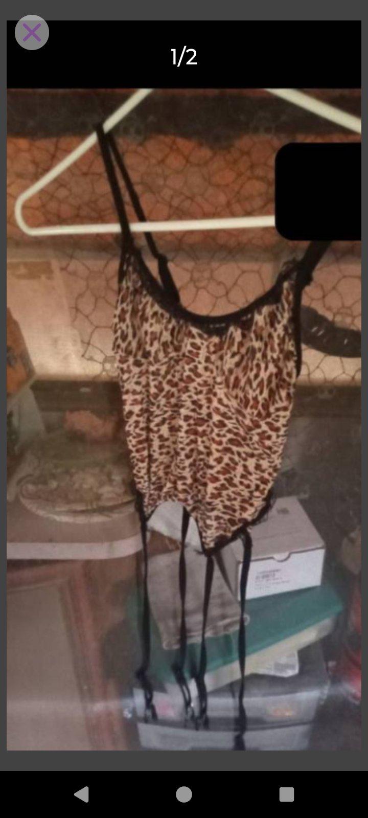 A Sexy Womans Leopard Print Lingerie Outfit