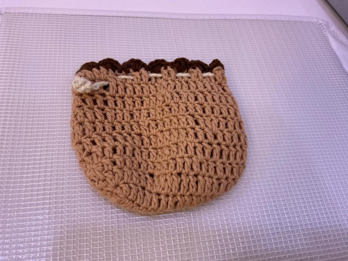 crocheted handmade strawberry pouch