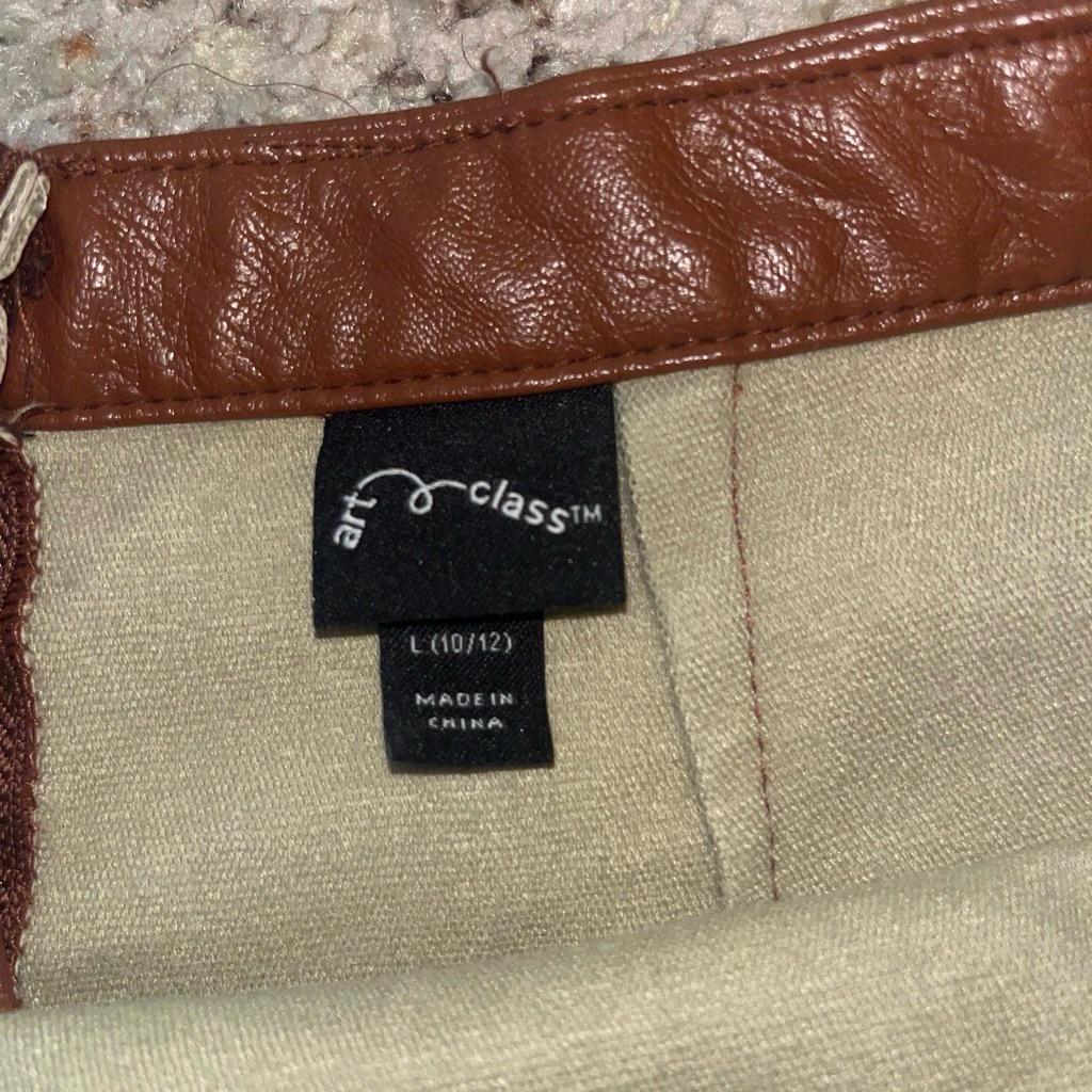 brown faux leather skirt