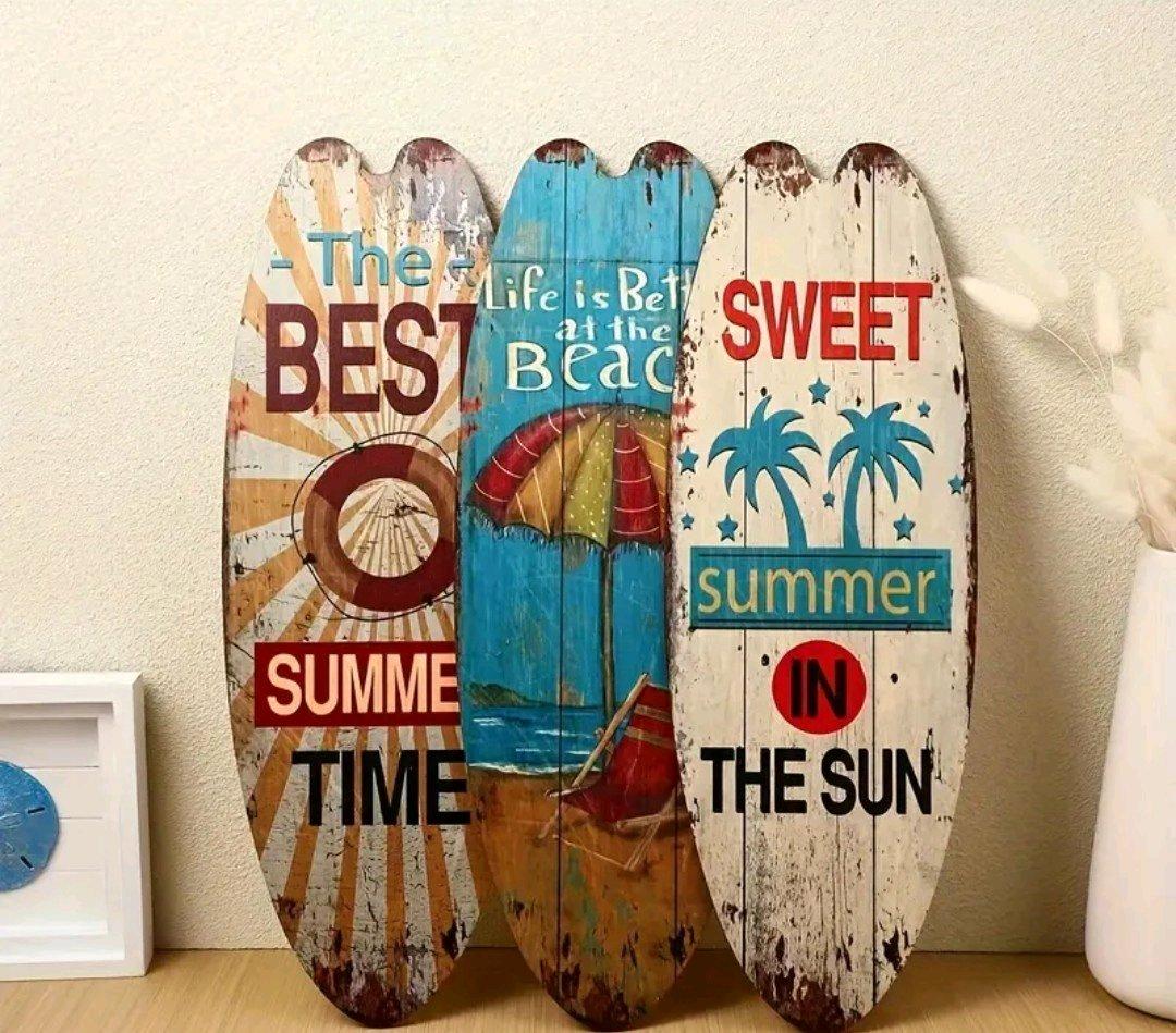 Set of Three Small Surfboards Decor