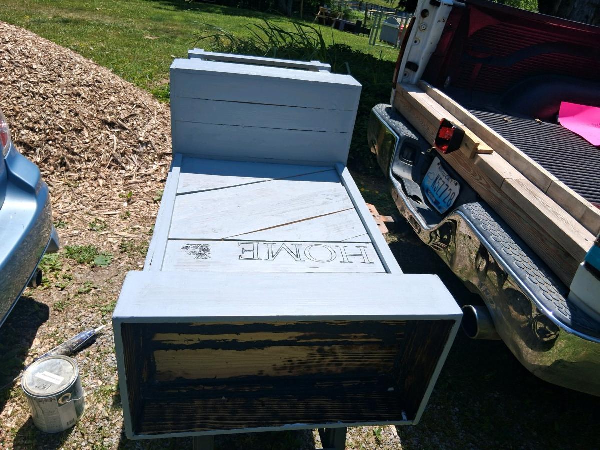 one of a kind flower box and seat all in one handcrafted