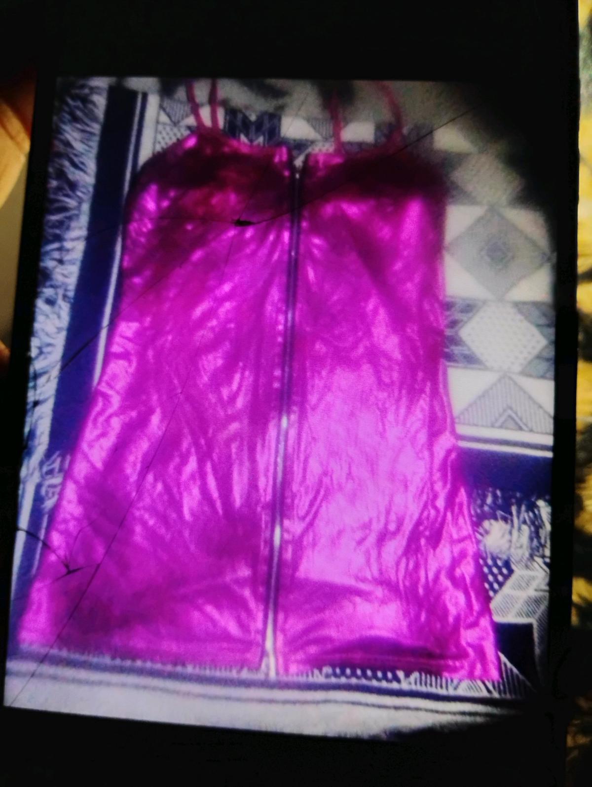 A Sexy Dark Pink Short Zippered Lingerie Outfit