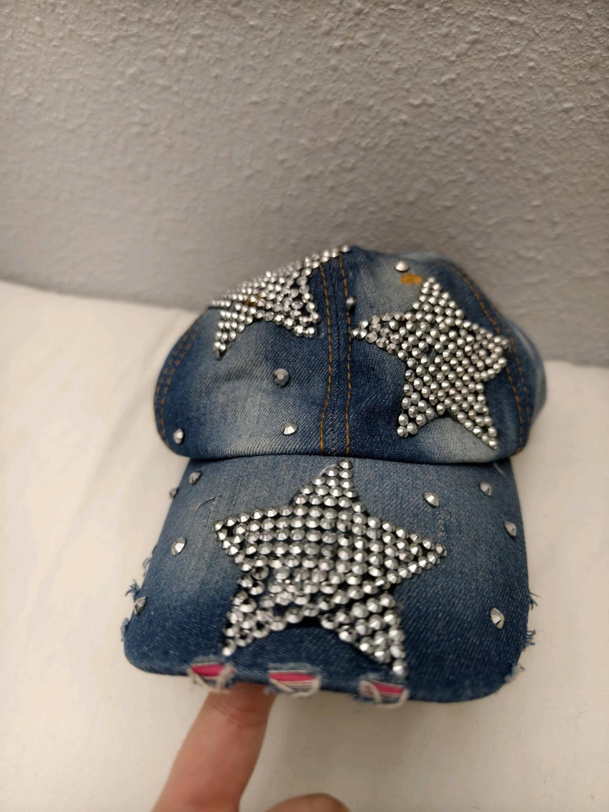 Y2K Denim Star Rhinestone Cap