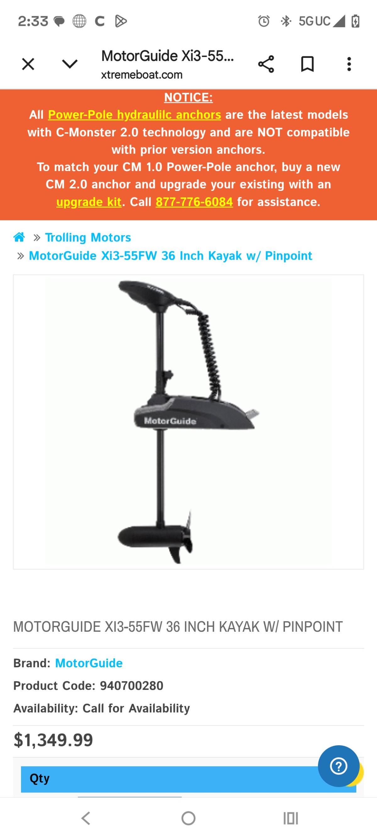 128x ascend kayak with a motor guide xi3 with upgraded GPS
