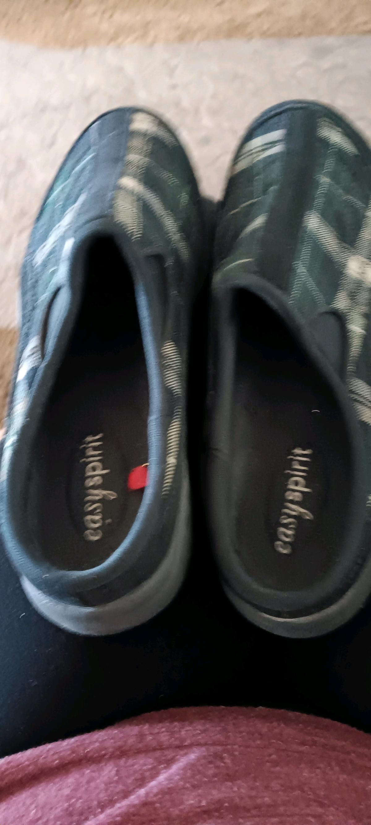 blue  black check shoes