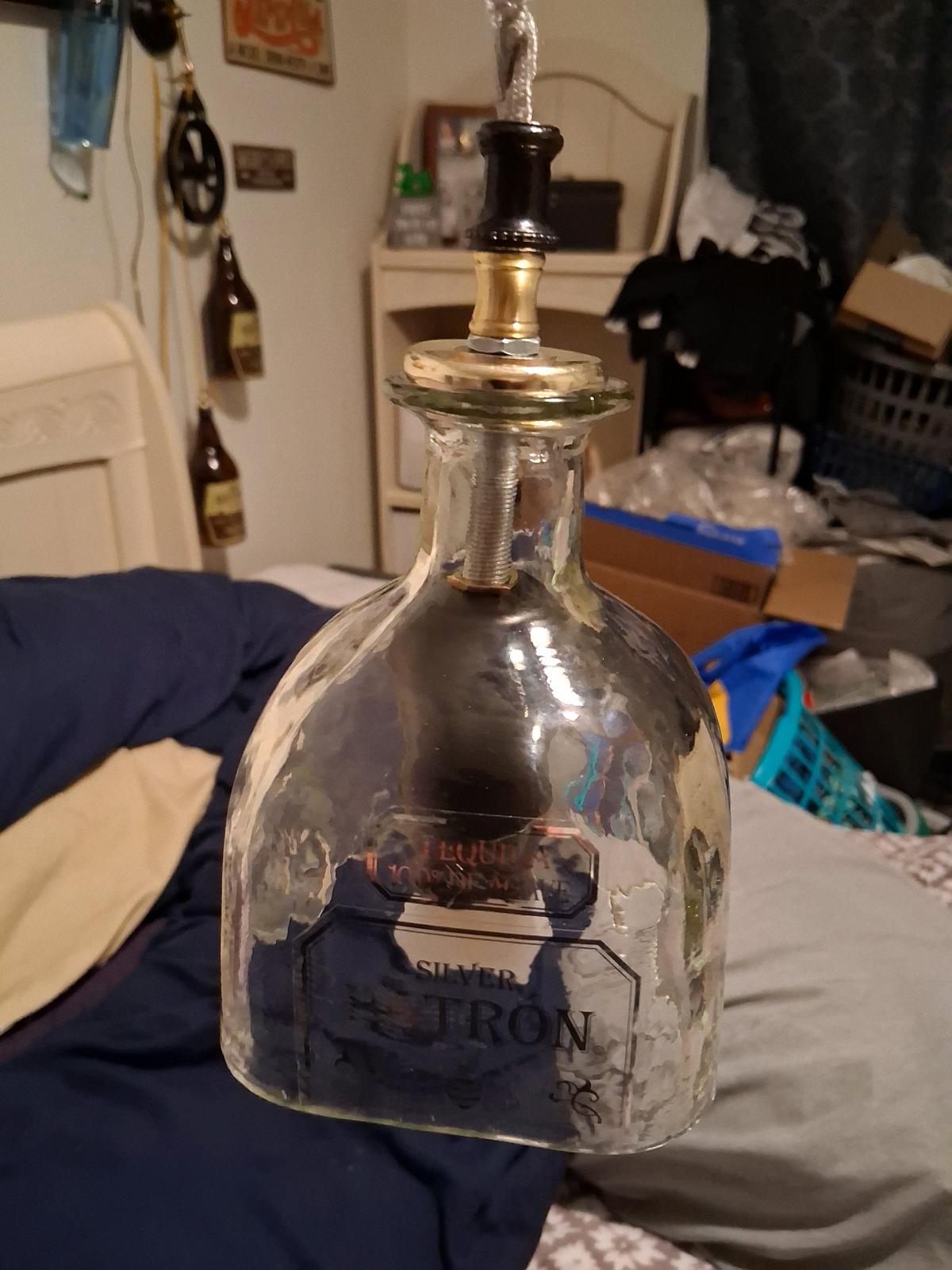 Patron tequila bottle hanging light pendent