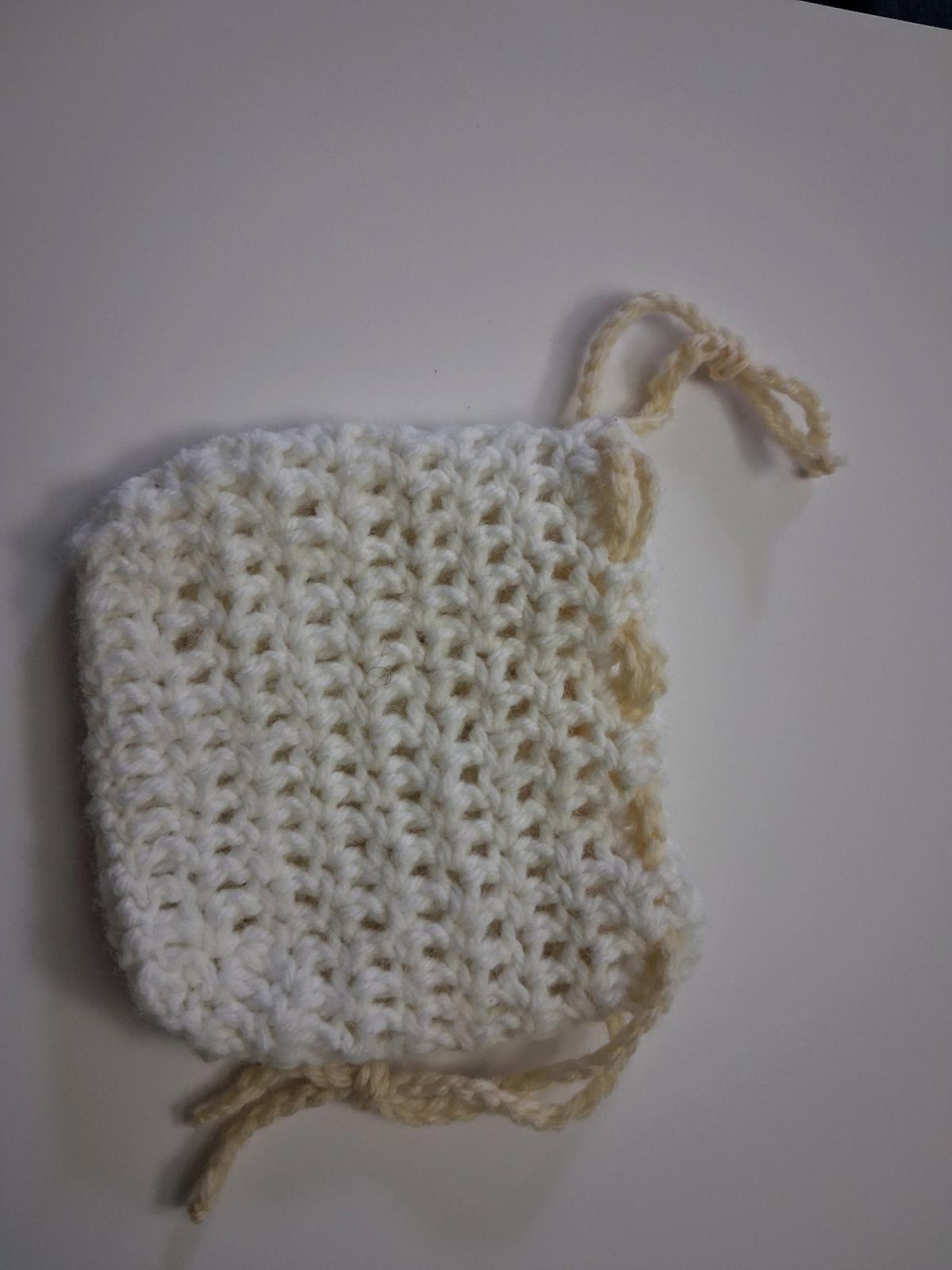 Cute white crochet pouch