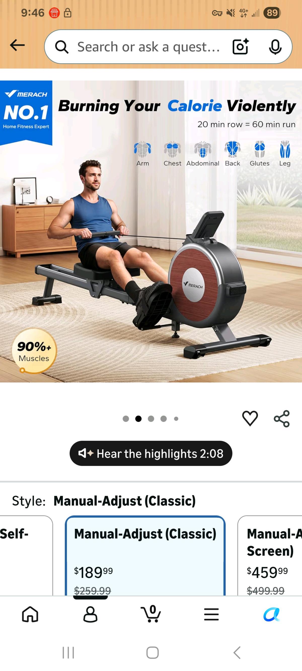 Merach Rowing Machine model Q1S 350lb capacity like new