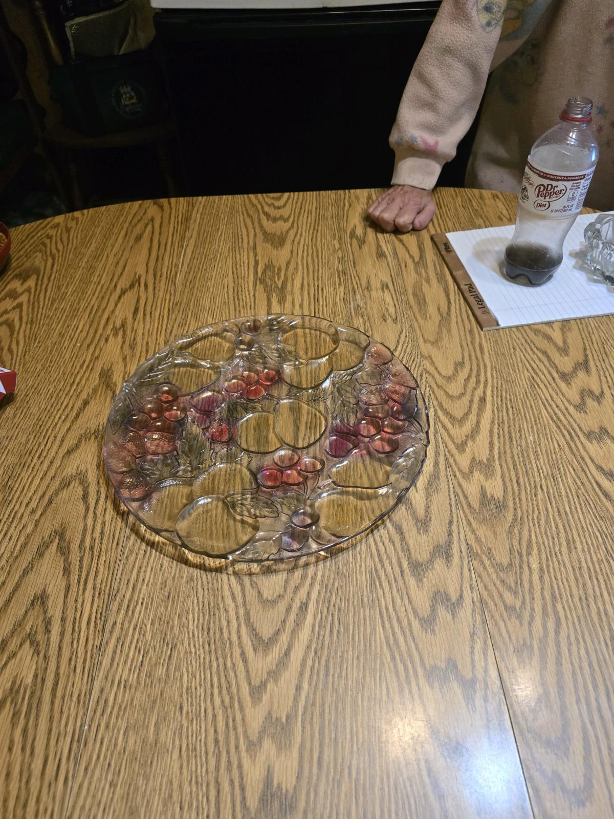 glass plate with decorative stones