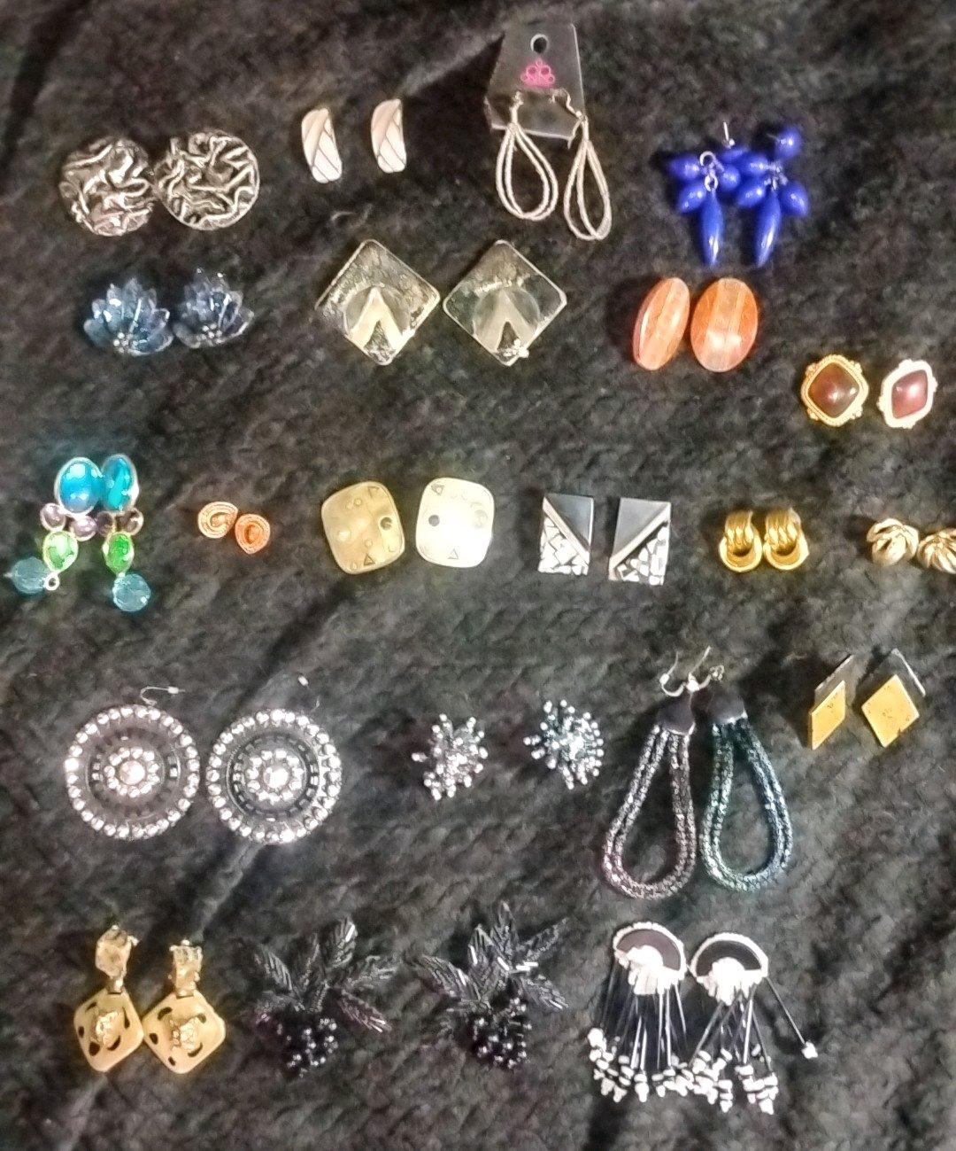 variety of vintage and costume earrings