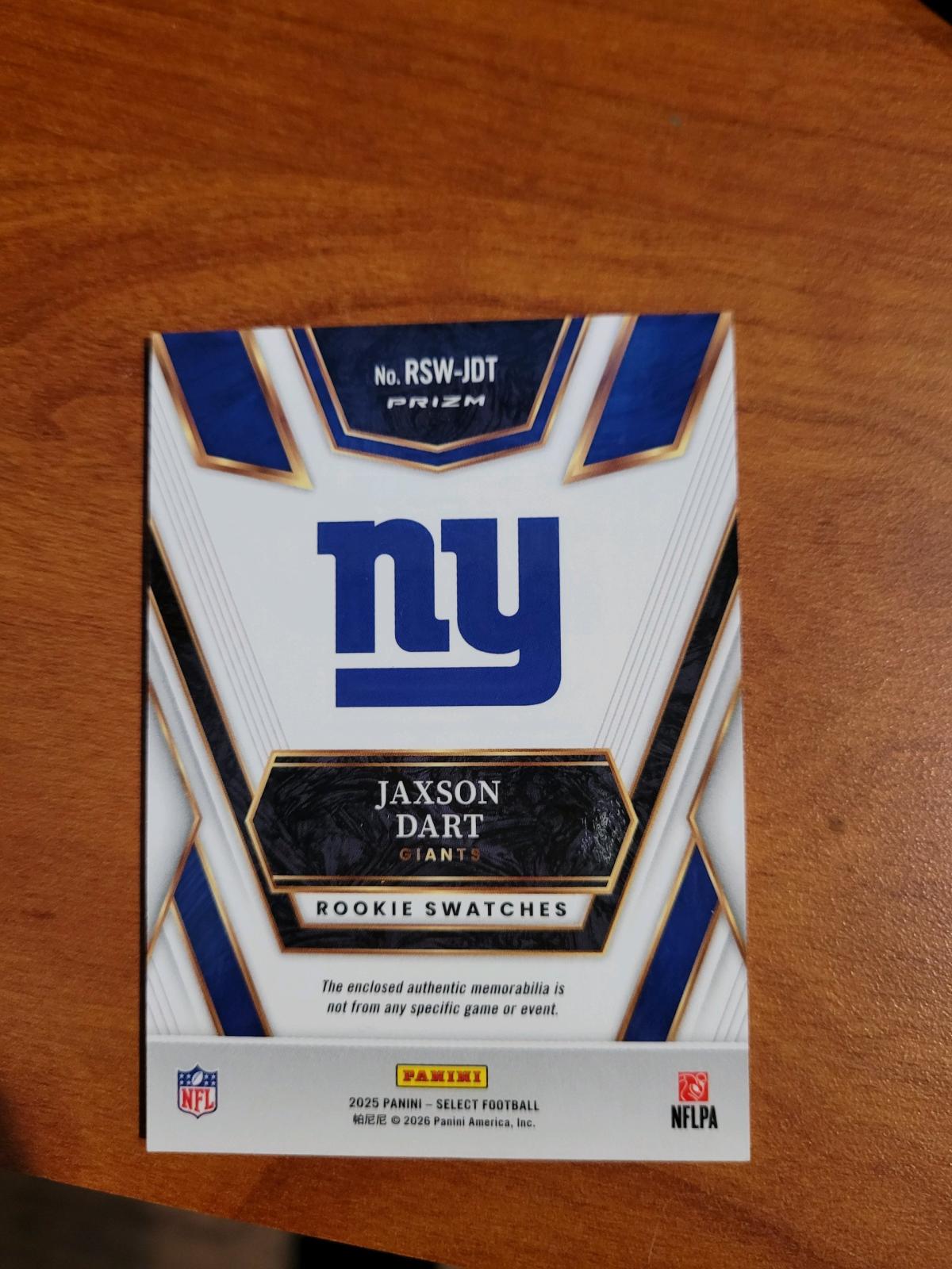 2025 Panini Select Jaxon Dart Rookie Swatches Card