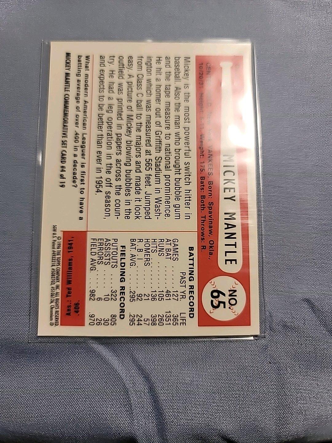 mickey mantle 1962 baseball card
